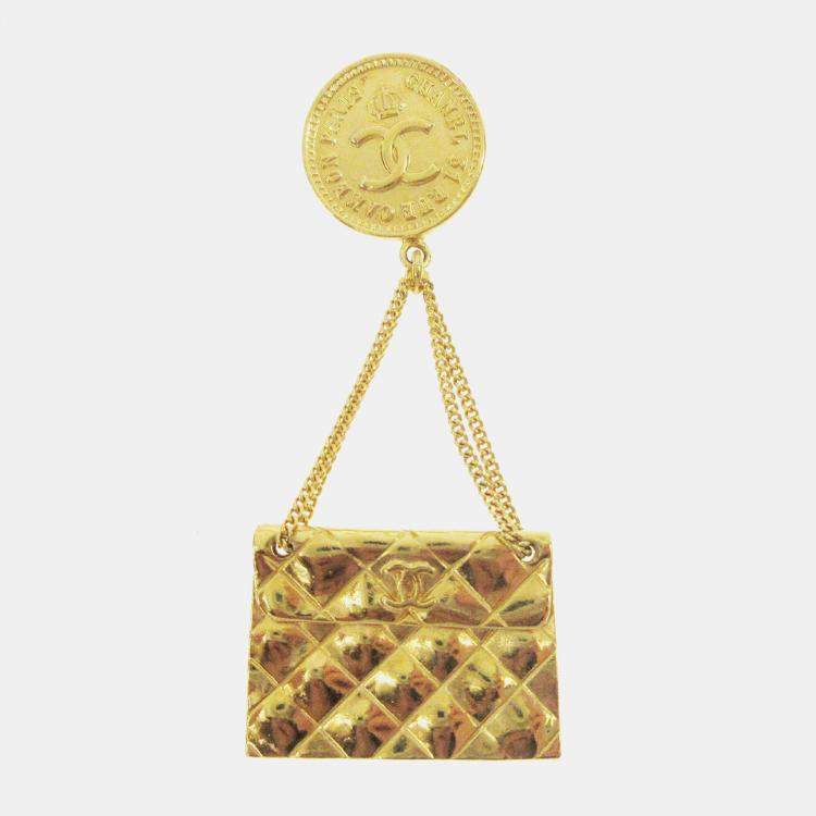 Pre Owned Chanel Bag Brooch Pin Gold