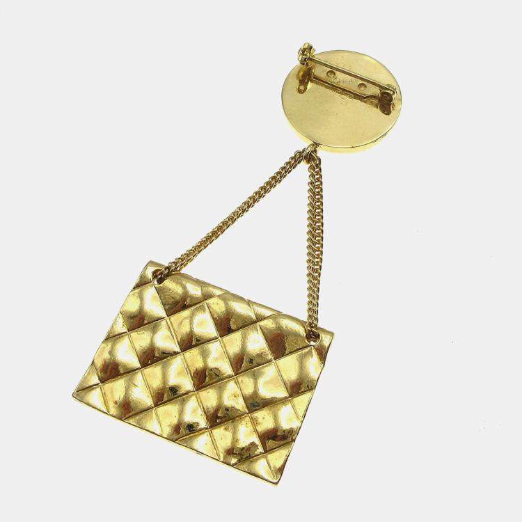 Pre Owned Chanel Bag Brooch Pin Gold