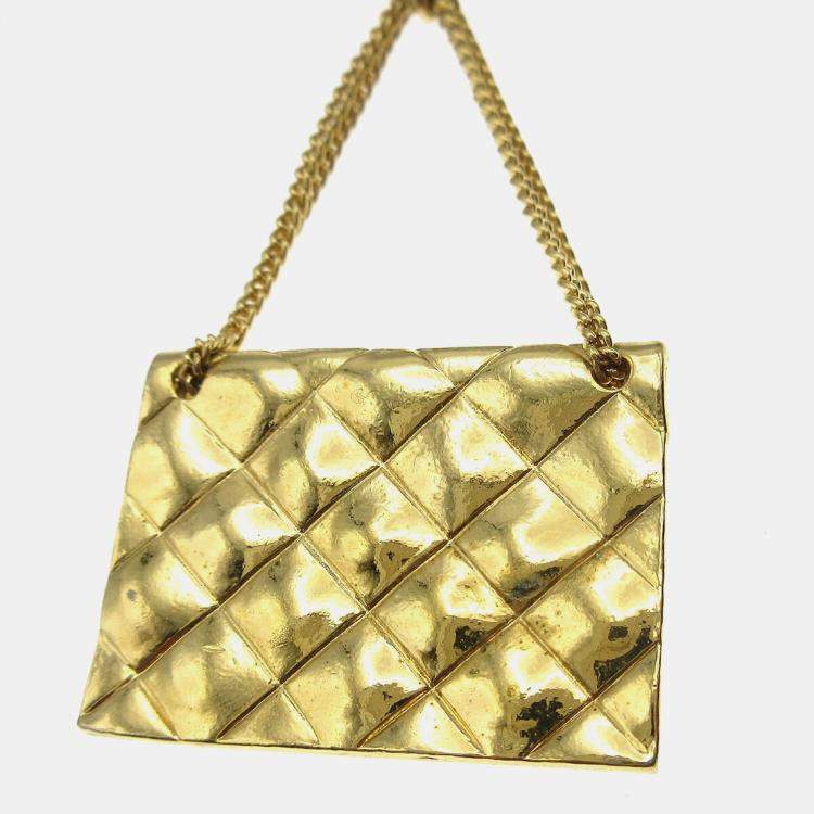 Pre Owned Chanel Bag Brooch Pin Gold
