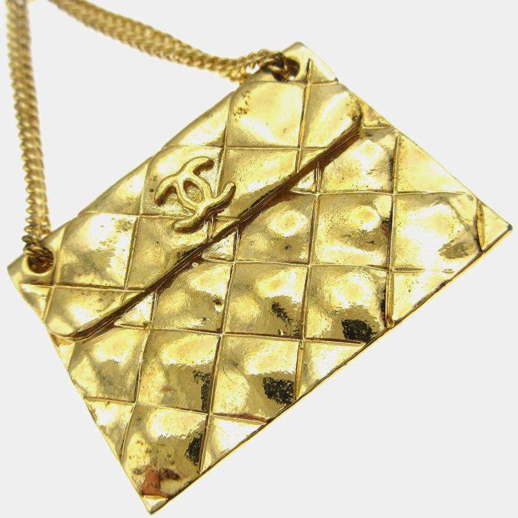 Pre Owned Chanel Bag Brooch Pin Gold