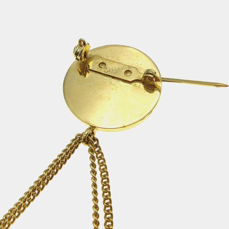 Pre Owned Chanel Bag Brooch Pin Gold