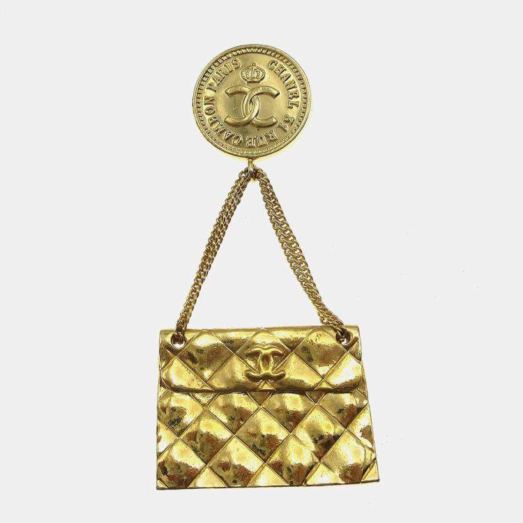 Pre Owned Chanel Bag Brooch Pin Gold