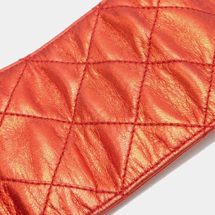 Pre Owned Chanel Turnlock Bangle Red Lambskin