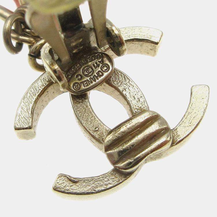 Pre Owned Chanel Dangle Earrings Clip-On Red