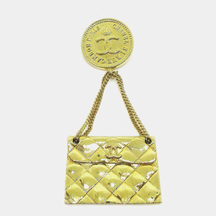 Pre Owned Chanel Bag Brooch Pin Gold