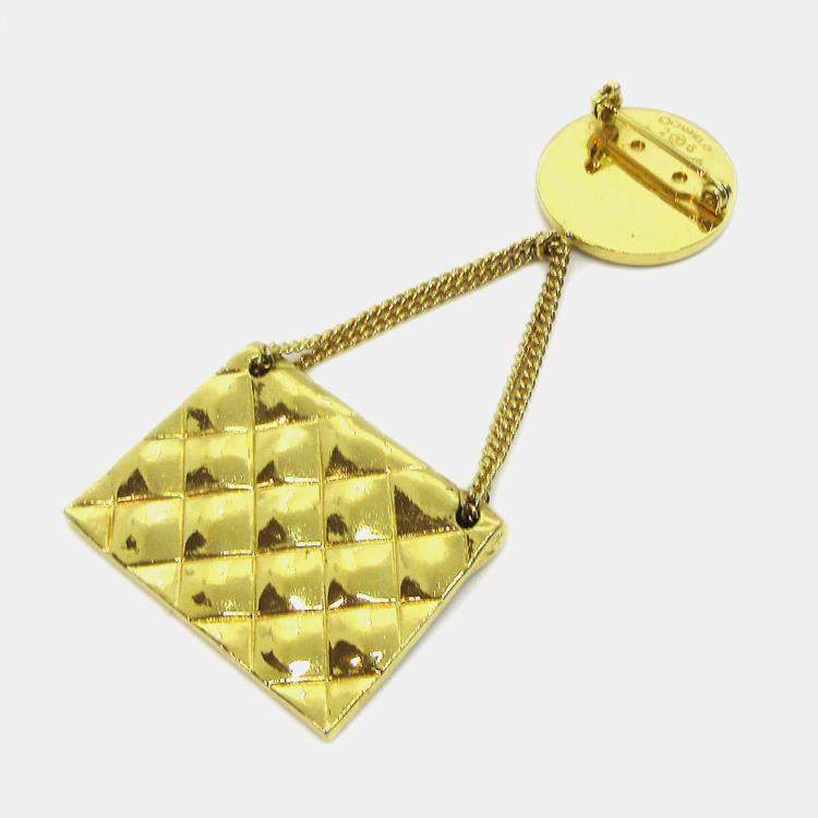 Pre Owned Chanel Bag Brooch Pin Gold
