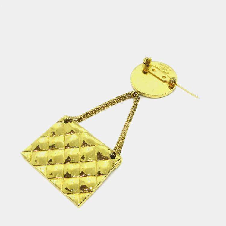 Pre Owned Chanel Bag Brooch Pin Gold