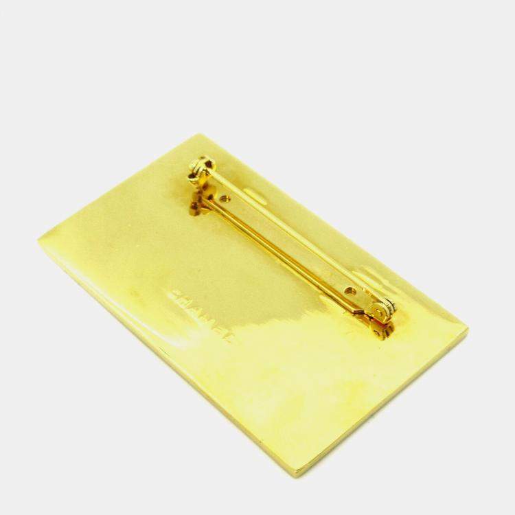 Pre Owned Chanel Plate Brooch Pin Gold