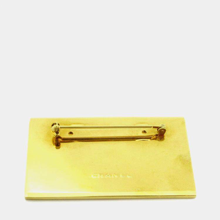 Pre Owned Chanel Plate Brooch Pin Gold
