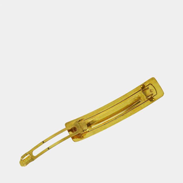 Pre Owned Chanel Hair Clip Barrette Gold