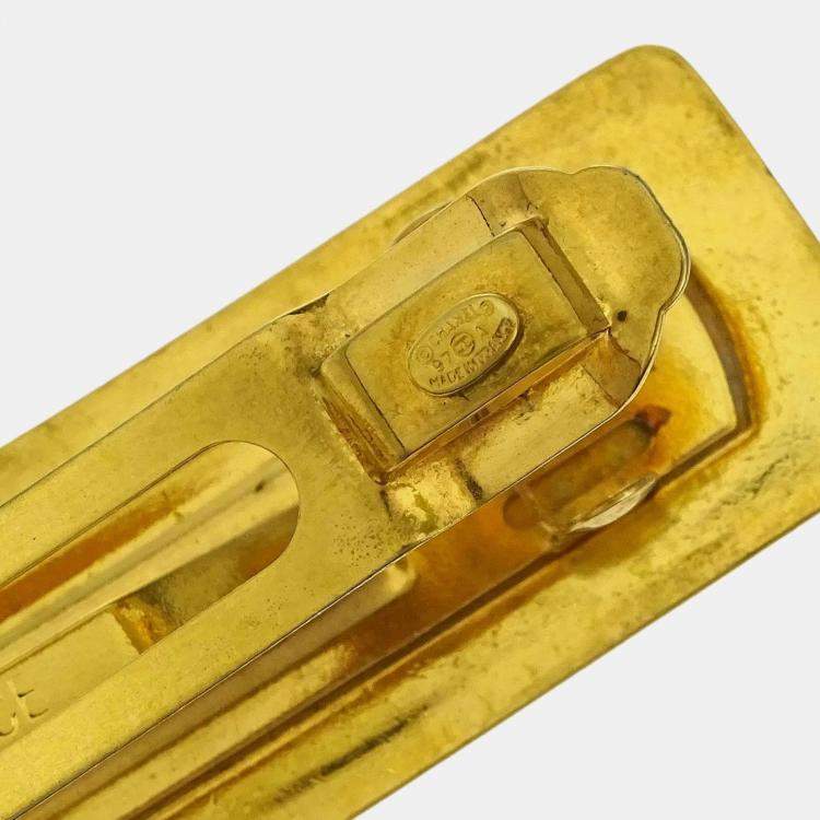 Pre Owned Chanel Hair Clip Barrette Gold