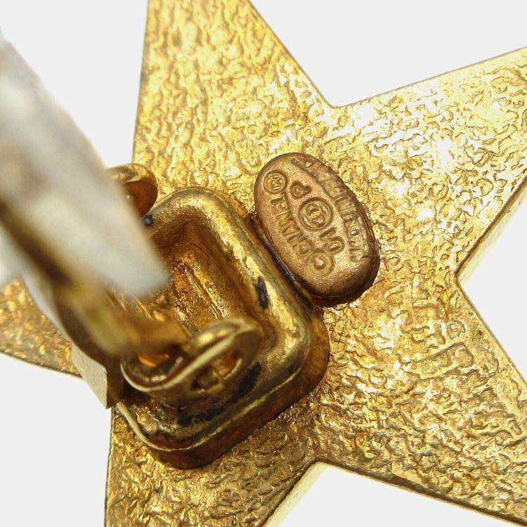 Pre Owned Chanel Star Earrings Clip-On Yellow