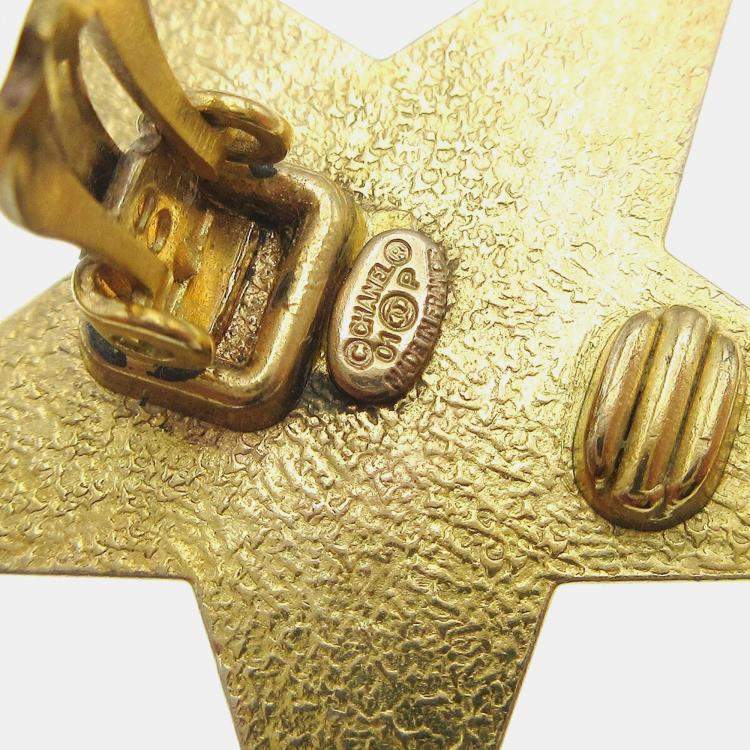Pre Owned Chanel Star Earrings Clip-On Yellow