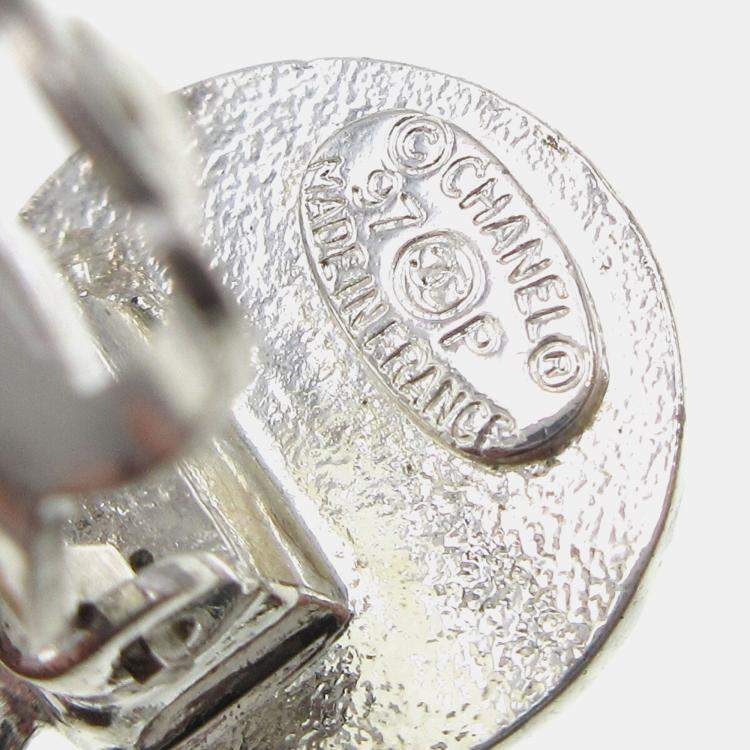 Pre Owned Chanel Medallion Dangle Earrings Gold Silver Clip-On