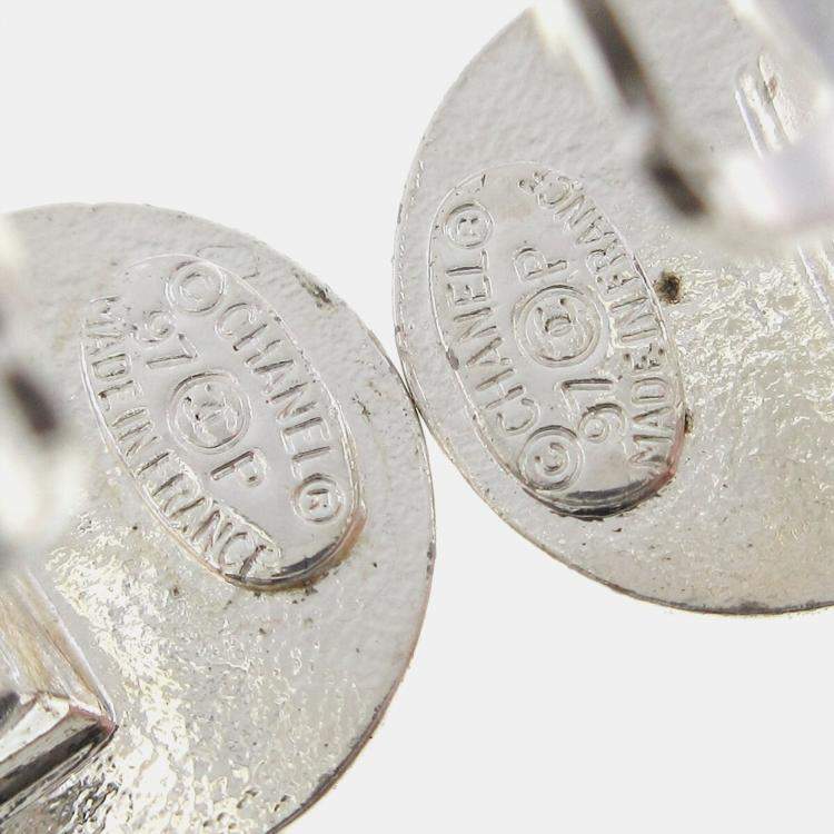 Pre Owned Chanel Medallion Dangle Earrings Gold Silver Clip-On