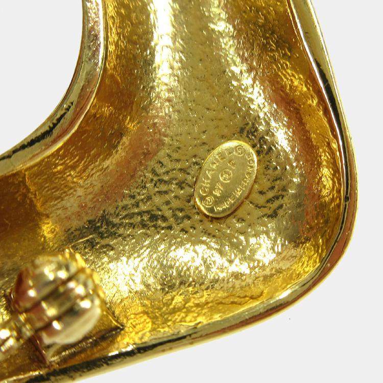 Pre Owned Chanel Rhombus Brooch Pin Gold