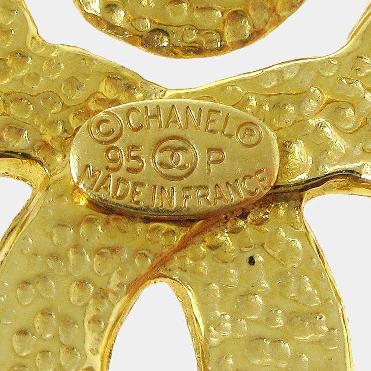Pre Owned Chanel Flower Brooch Pin Gold