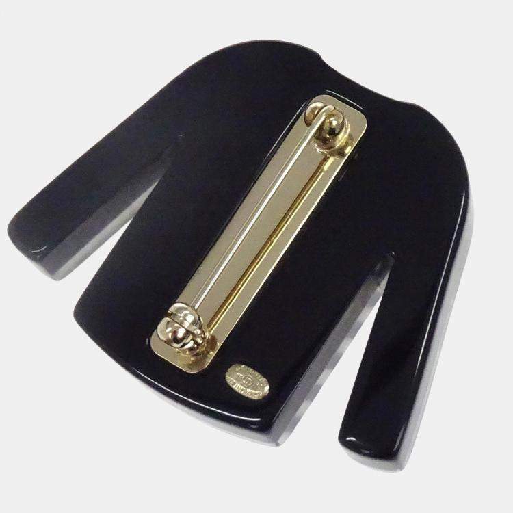 Pre Owned Chanel Brooch Pin Black Sweater Clothes