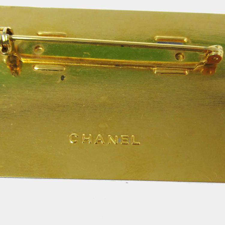 Pre Owned Chanel Plate Brooch Pin Gold