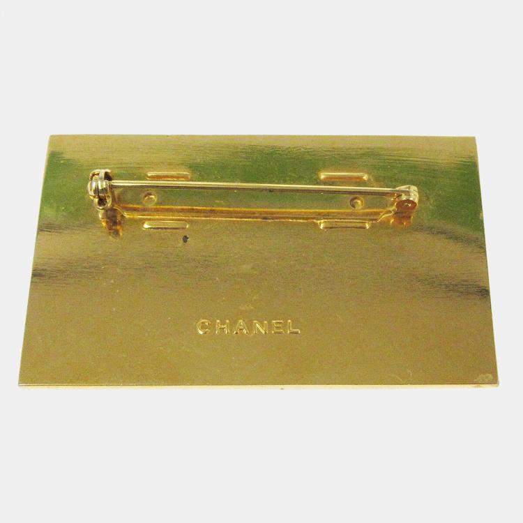 Pre Owned Chanel Plate Brooch Pin Gold