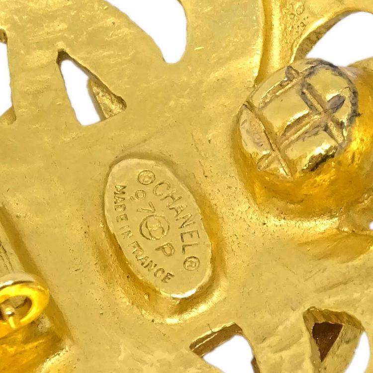 Pre Owned Chanel Flower Earrings Clip-On Gold