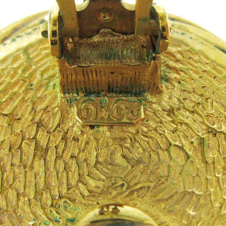 Pre Owned Chanel Button Earrings Clip-On Gold 93P