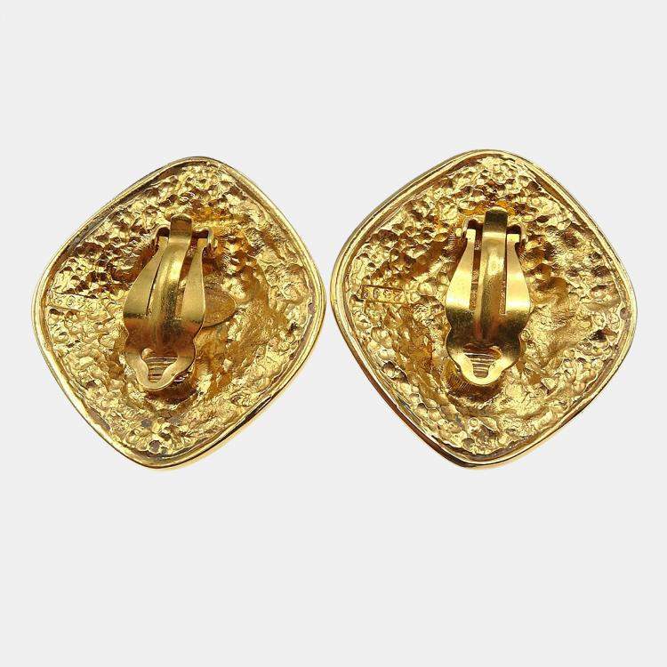Pre Owned Chanel Earrings Clip-On Gold