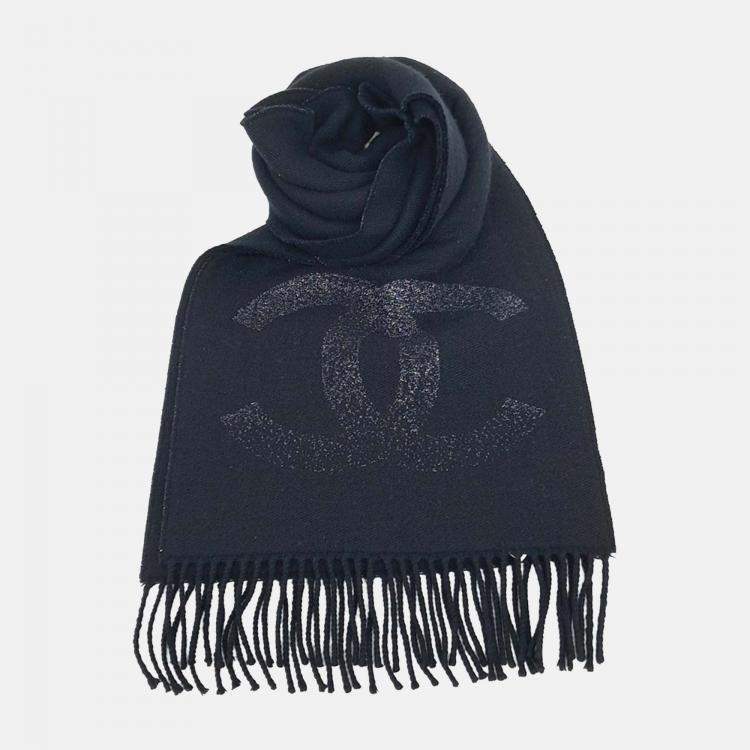 Pre Owned Chanel Black Wool Muffler