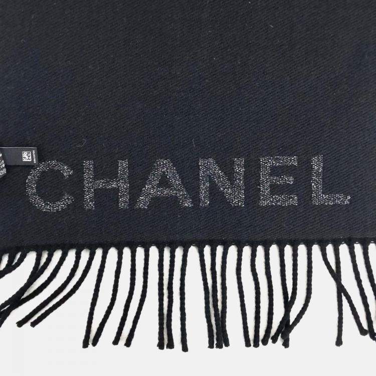 Pre Owned Chanel Black Wool Muffler