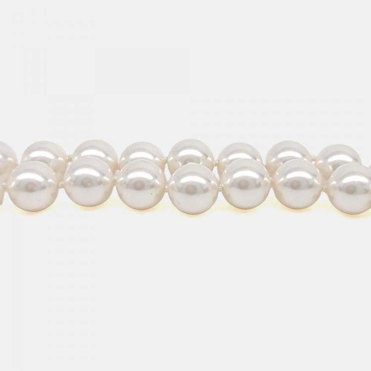 Pre Owned Chanel Black Leather Pearl Belt