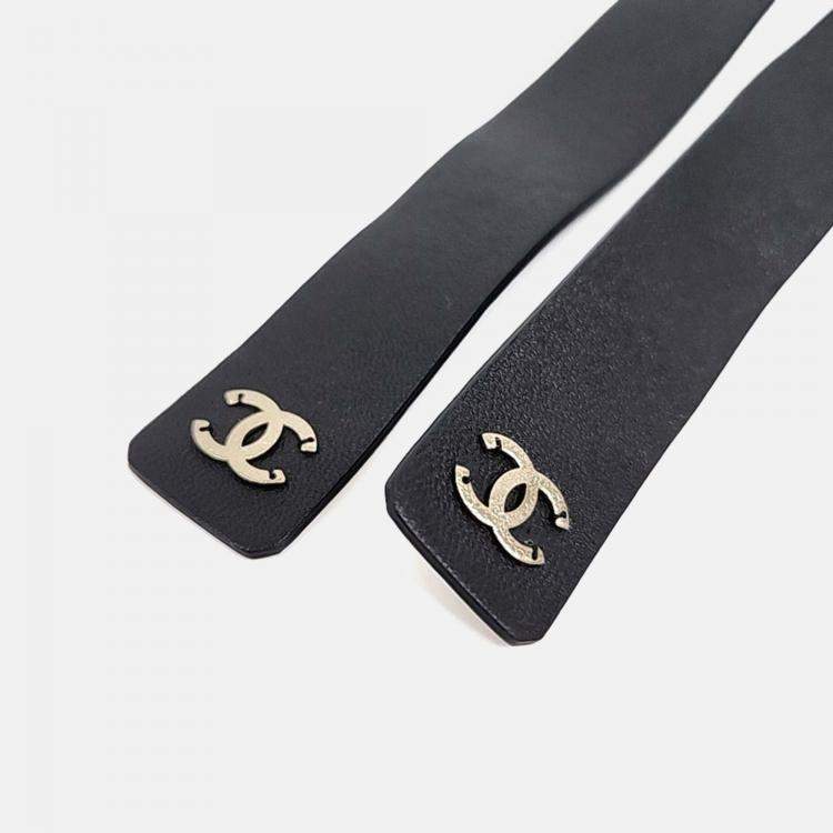 Pre Owned Chanel Black Leather Pearl Belt