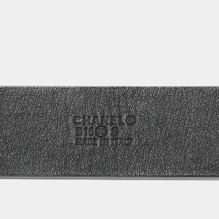 Pre Owned Chanel CC 85 CM Buckle Belt Silver Leather