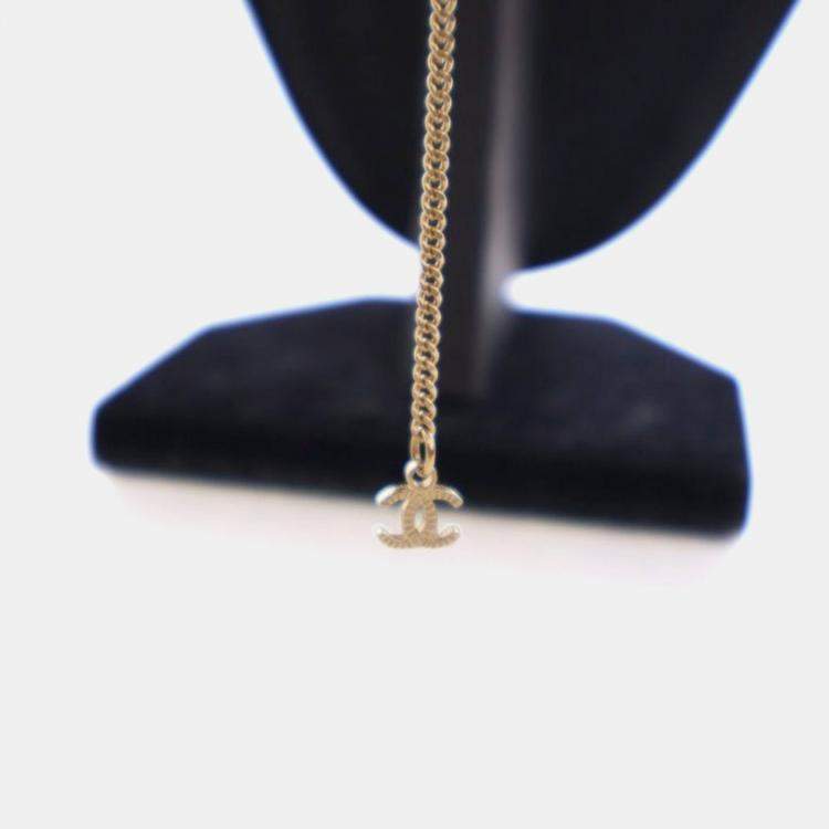 Pre Owned Chanel Crystal Camellia Pearl Drop Necklace