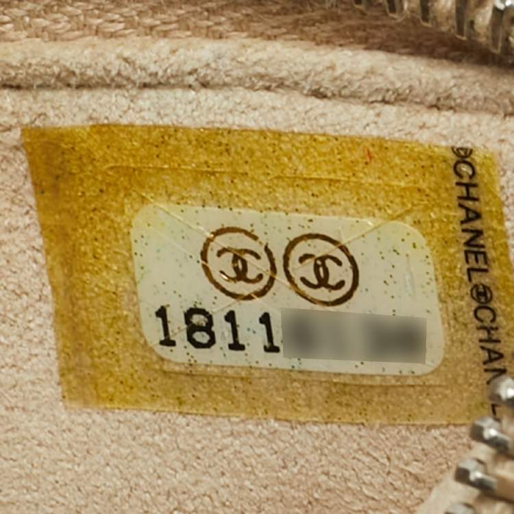 Pre Owned Chanel O-Phone Holder Beige Quilted Patent Leather