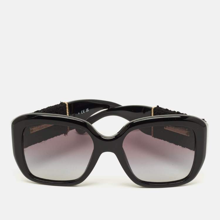 Pre Owned Chanel Black Gradient CC Tweed 5512 Frame Square Sunglasses