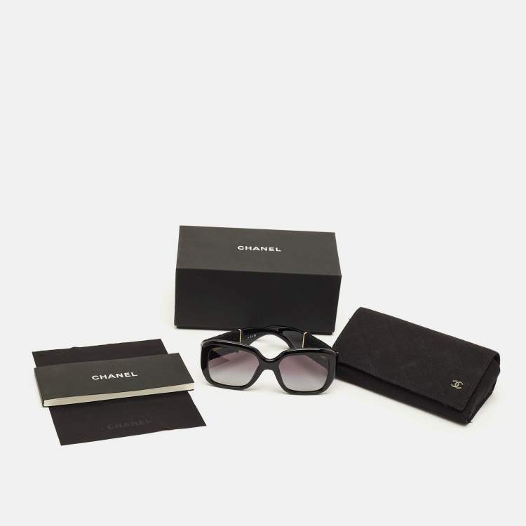Pre Owned Chanel Black Gradient CC Tweed 5512 Frame Square Sunglasses