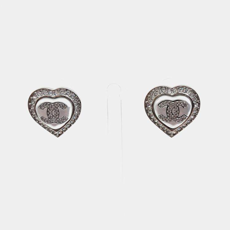 Pre Owned Chanel heart logo earrings