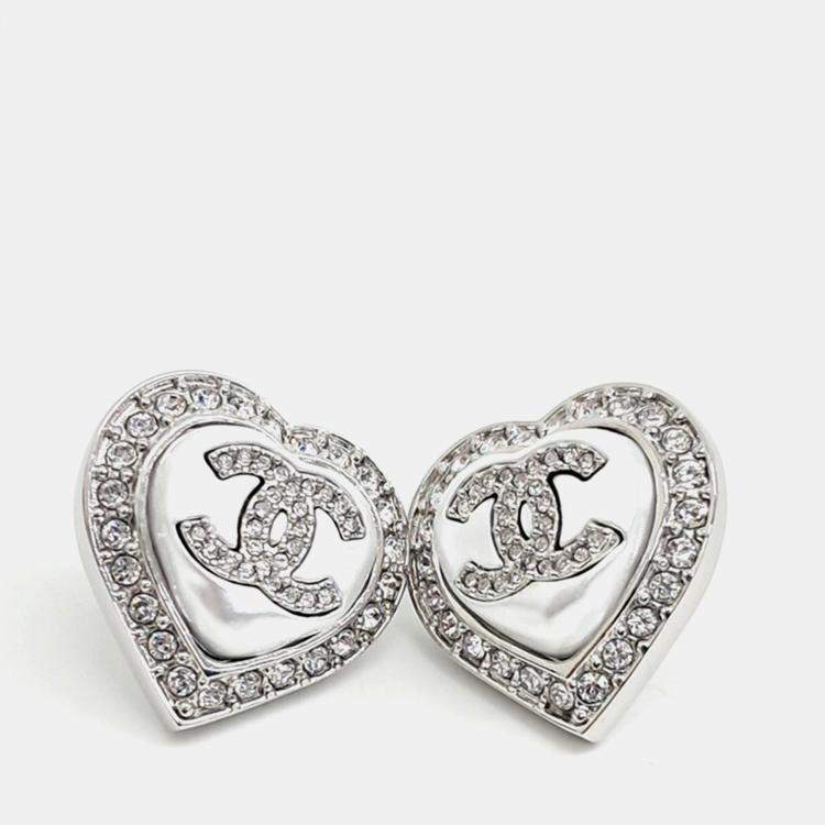 Pre Owned Chanel heart logo earrings