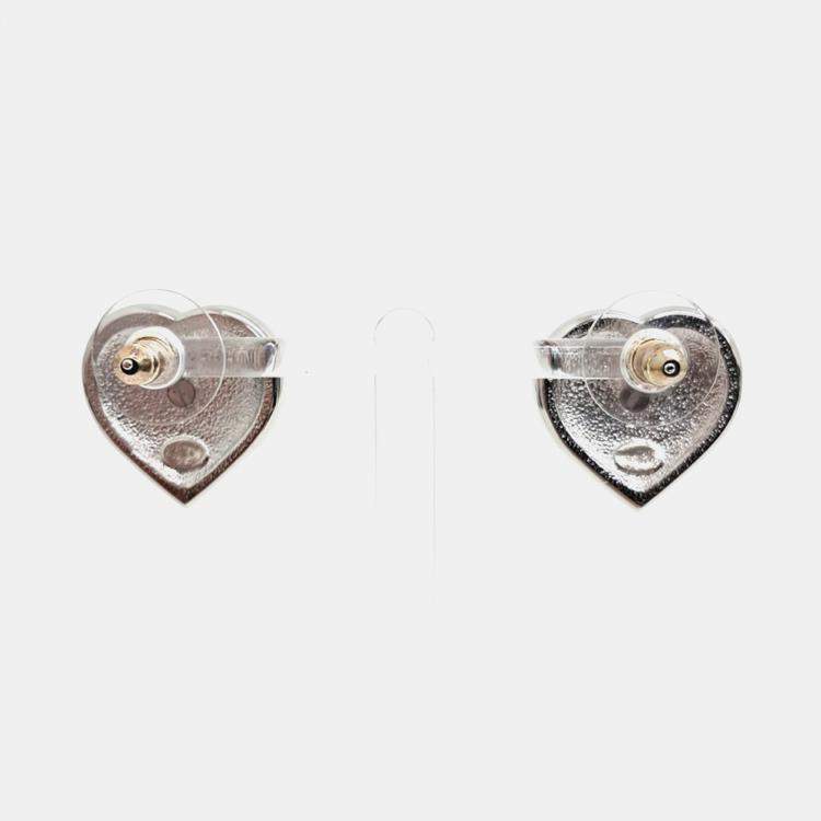 Pre Owned Chanel heart logo earrings
