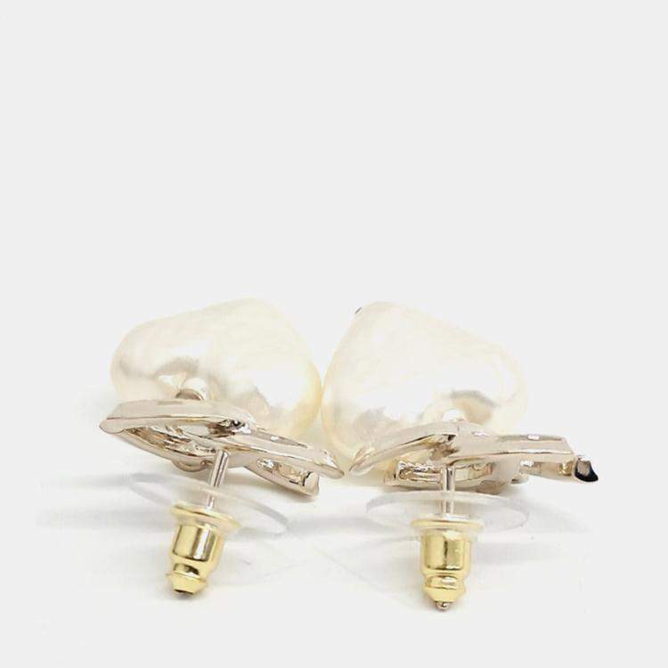 Pre Owned Chanel pearl logo earrings