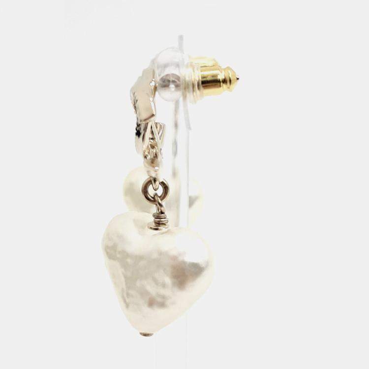 Pre Owned Chanel pearl logo earrings