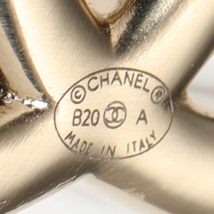 Pre Owned Chanel CC Crystal Gold Tone Brooch