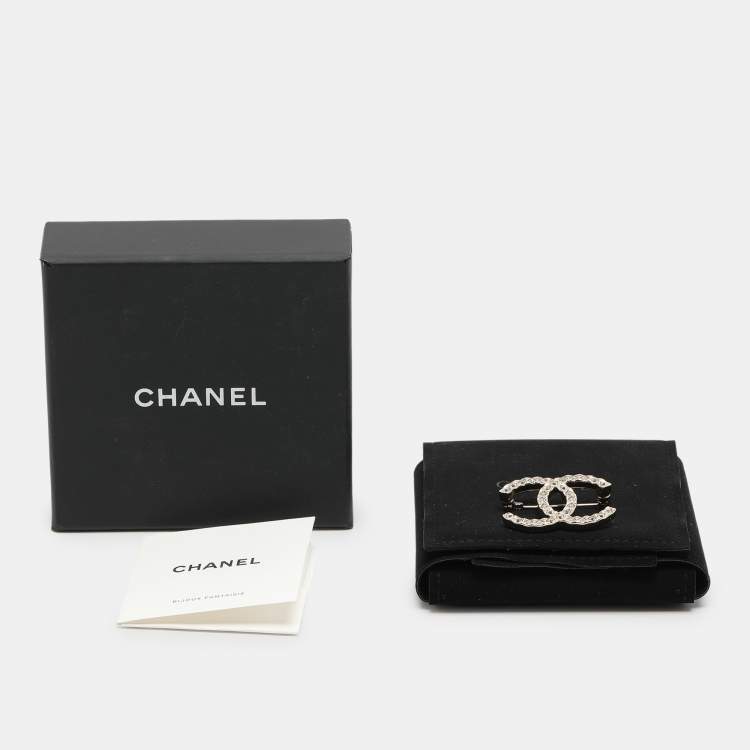 Pre Owned Chanel CC Crystal Gold Tone Brooch