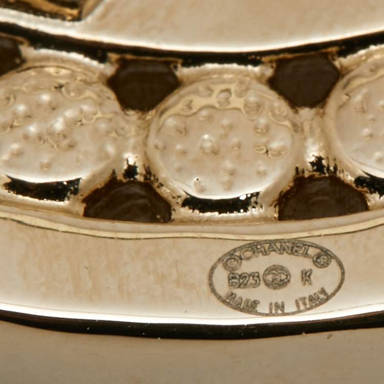 Pre Owned Chanel CC Crystals Gold Tone Brooch