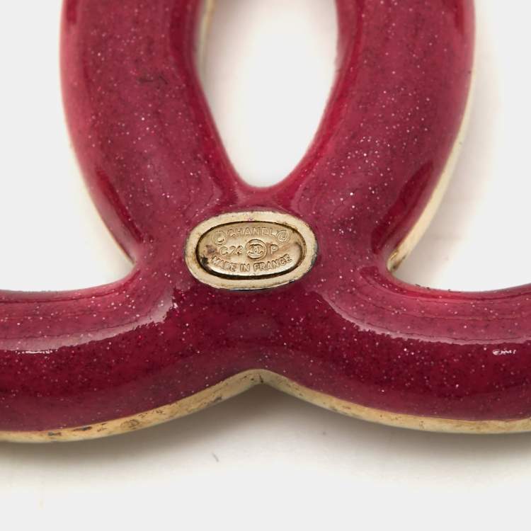 Pre Owned Chanel CC Crystals Enamel Gold Tone Brooch