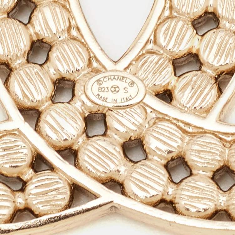 Pre Owned Chanel CC Rhinstone Gold Tone Pin Brooch 