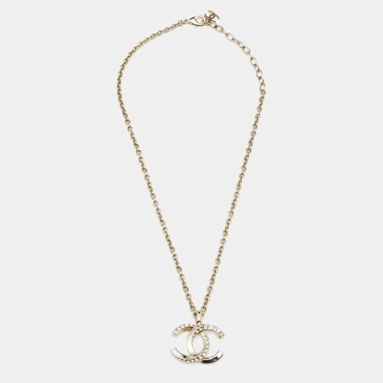 Pre Owned Chanel  CC Crystals Gold Tone Necklace
