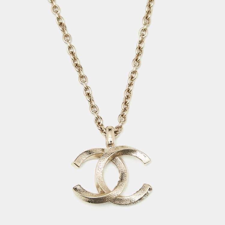 Pre Owned Chanel  CC Crystals Gold Tone Necklace