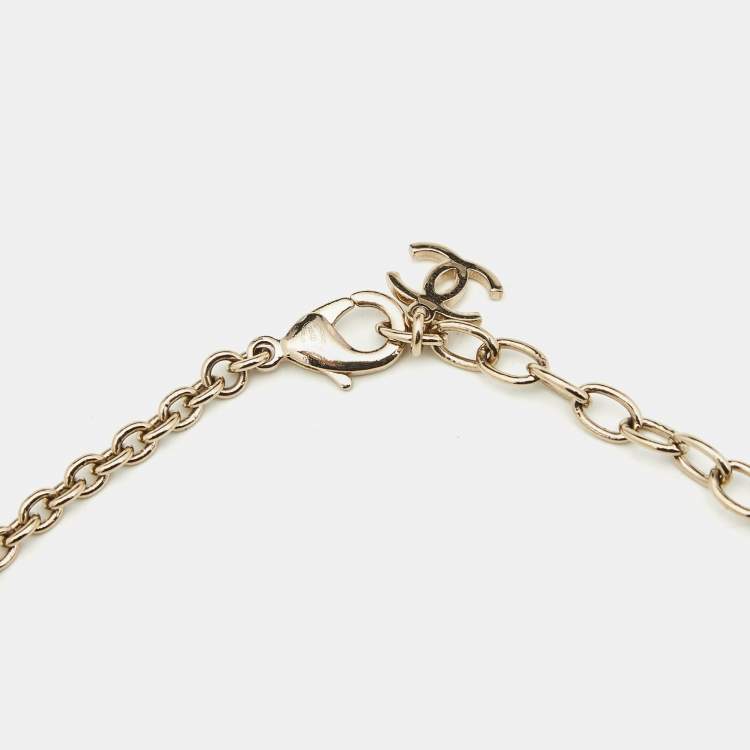 Pre Owned Chanel  CC Crystals Gold Tone Necklace