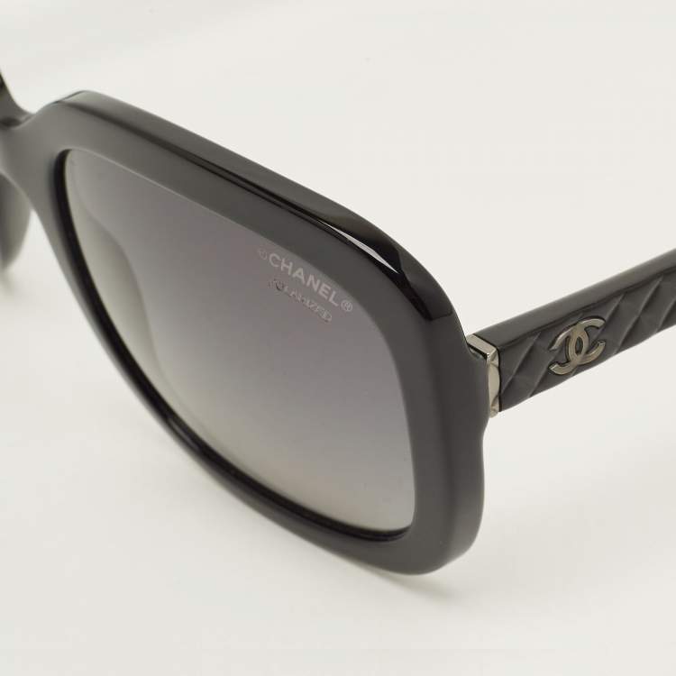 Pre Owned نظارة شمسية شانيل 5329 CC مربعة مستقطبة بتدرج اللون الأسود